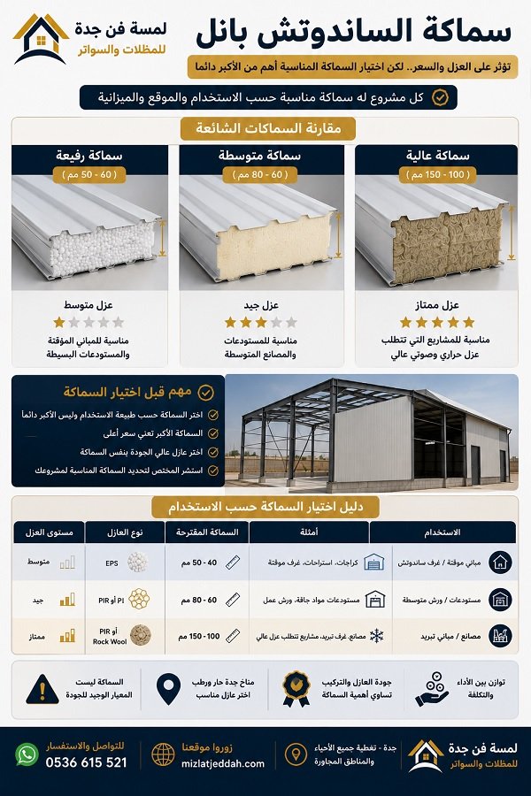 سماكة الساندوتش بانل