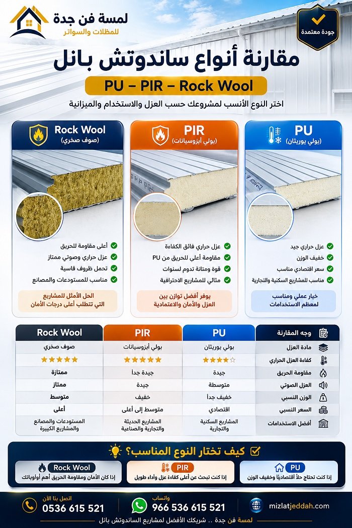 مقارنة أنواع ساندوتش بانل