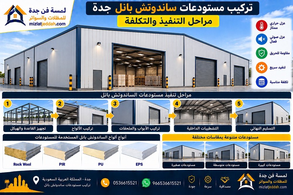 تركيب مستودعات ساندوتش بانل جدة .. مراحل التنفيذ والتكلفة