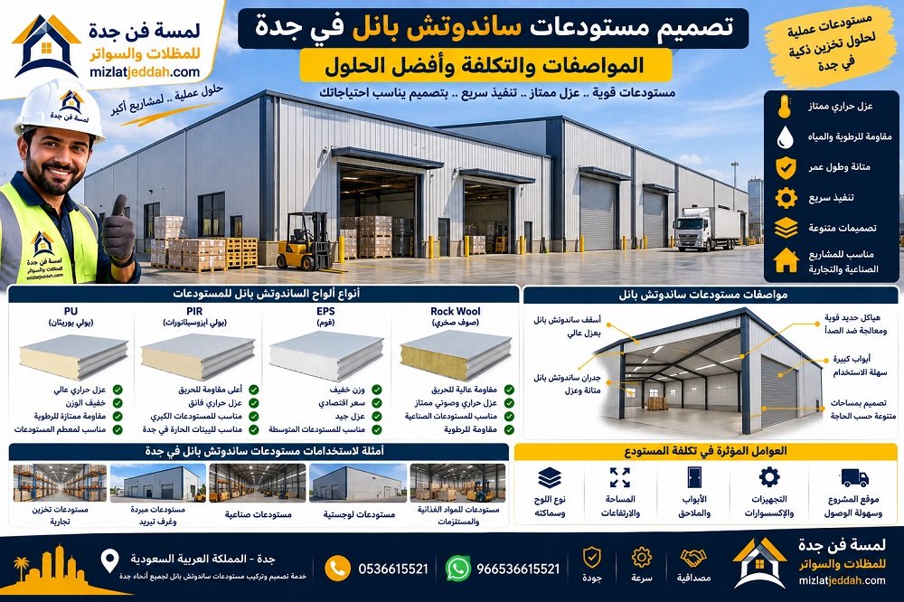 تصميم مستودعات ساندوتش بانل في جدة
