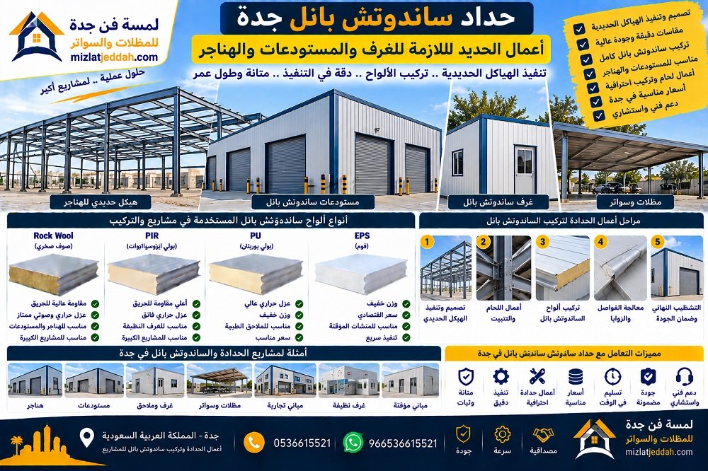 حداد ساندوتش بانل جدة .. أعمال الحديد اللازمة للغرف والمستودعات والهناجر