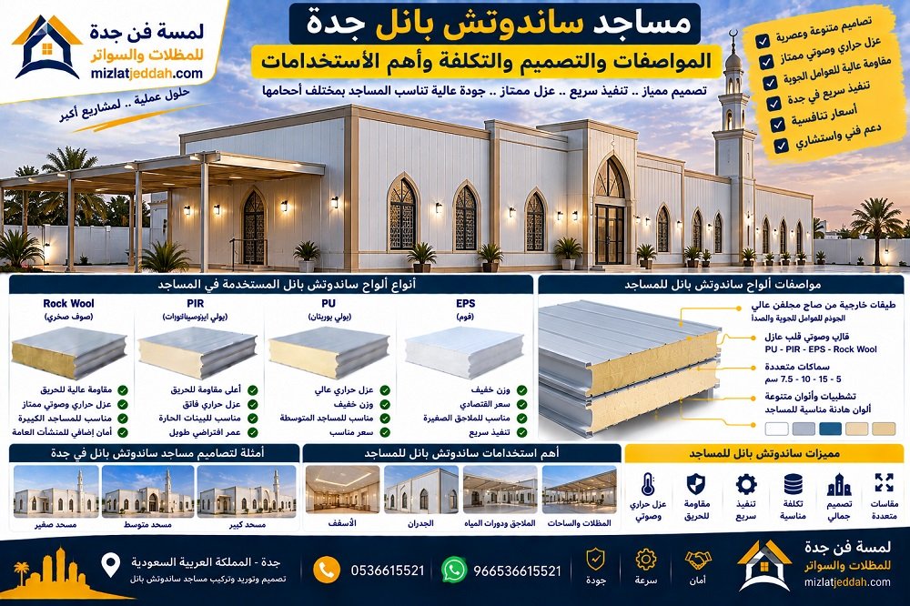 مساجد ساندوتش بانل جدة .. المواصفات والتصميم والتكلفة وأهم الاستخدامات